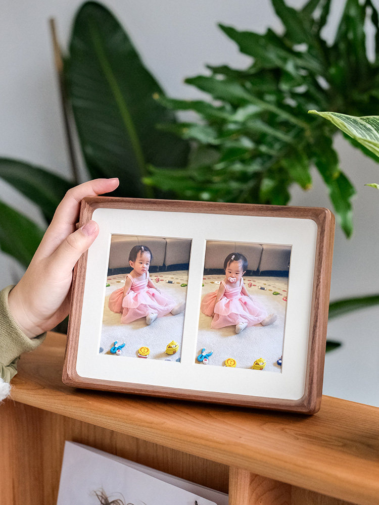 实木相框摆台高级感diy定制洗照片6 8寸A4来图打印相片装裱框摆件