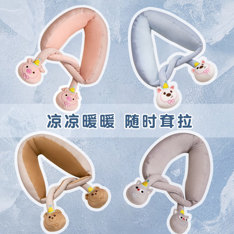 卡通玩偶绑结颈枕U型枕汽车颈部靠枕车载飞机P旅行专用便携式枕头