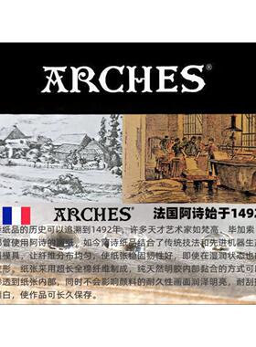 法国进口ARCHES水彩纸xcm粗中粗细纹K%全棉gg