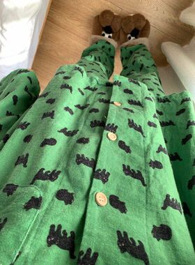 韩版撞色小猫印花磨毛睡衣女秋冬2025新款大码家居服两件套可外穿