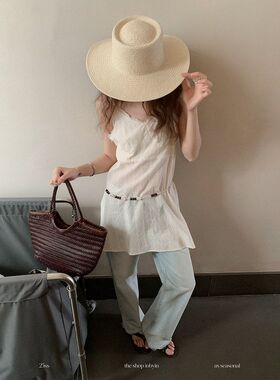 【不退不换】甜美少女v领吊带裙子女装小个子露背无袖连衣裙夏季