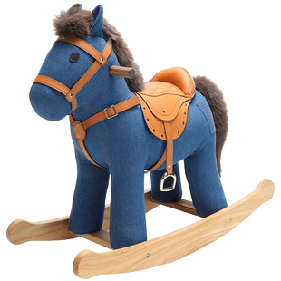 jovali宝宝摇摇马儿童实木牛仔木马周岁生日玩具礼物陪伴家居装饰