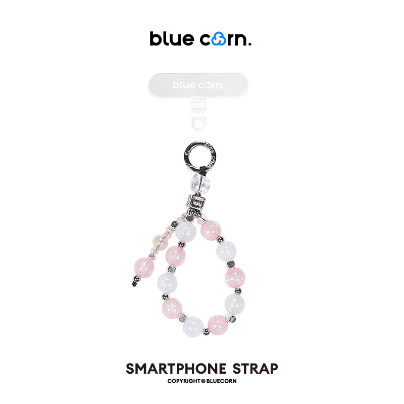 bluecorn 蓝色苞米原创粉果气泡串珠超迷你腕带手机链 通用挂绳高级百搭ins风甜美清透少女心可爱挂绳挂饰