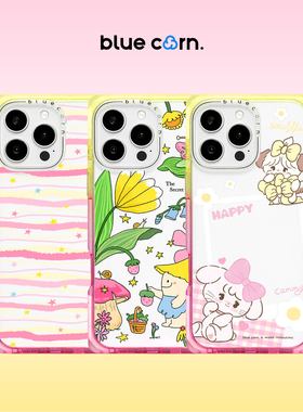 【bluecorn】蓝色苞米奶方Milkangle桃子汽水2方形直角边手机壳适用于iPhone 17 16 PRO MAX 闪粉渐变保护套