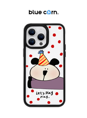 bluecorn蓝色苞米原创卡通波点小熊适用于苹果iPhone 17PRO MAX16pro15magsafe镜面磁吸全包防摔保护套手机壳