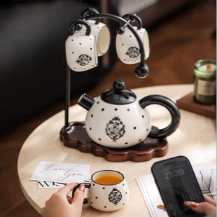 法式 茶壶茶杯套装 复古陶瓷茶具家用客厅茶几泡茶壶茶杯茶具