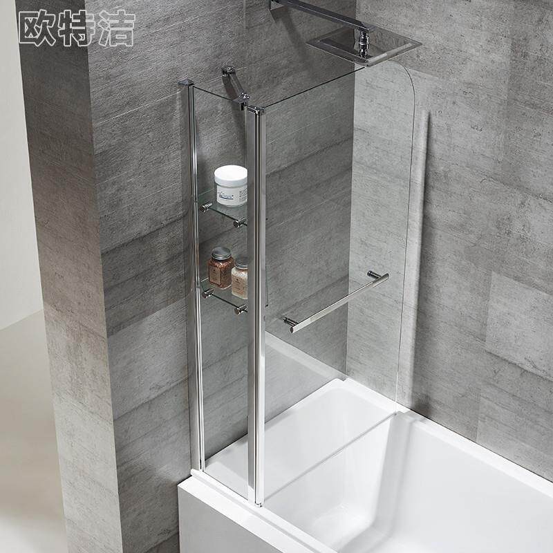 新款宁波两扇折叠收纳置物架浴缸挡水屏风钢化玻璃隔断淋浴屏风