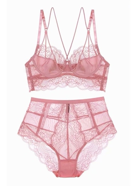 新品外贸欧美性感爆款文胸内衣女性超薄蕾丝聚拢文胸套装18406