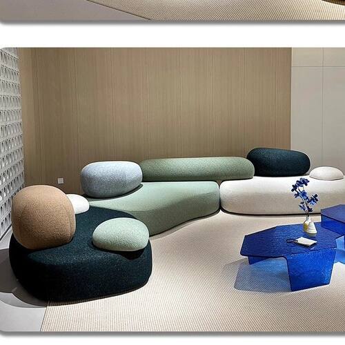 鹅卵石轻奢高级感意大利布艺沙发异形客厅2025款创意岩石佛山沙发