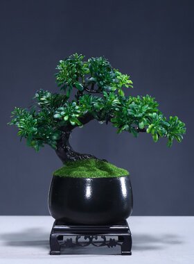 仿真绿植迎客松盆景摆件假树松发财树小盆栽植物室内装饰点缀桌面