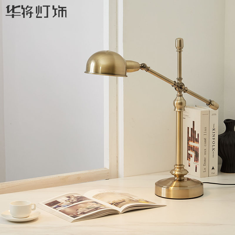 美式复古台灯卧室床头学习工作书房书桌灯护眼创意按钮台灯