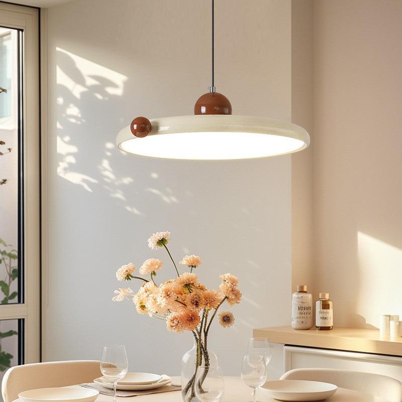 法式中古奶油风餐厅吊灯餐桌全光谱飞碟奶豆护眼复古创意吊线灯