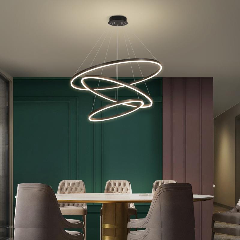 现代简约卧室客厅吊灯餐厅三层圆形吊灯大气创意极简新款楼梯吊灯