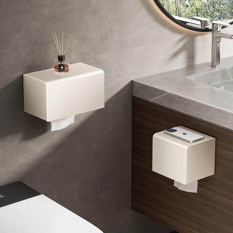 奶油白304不锈钢酒店工程防水纸巾盒卫生间厕所卷纸抽纸架纸巾架