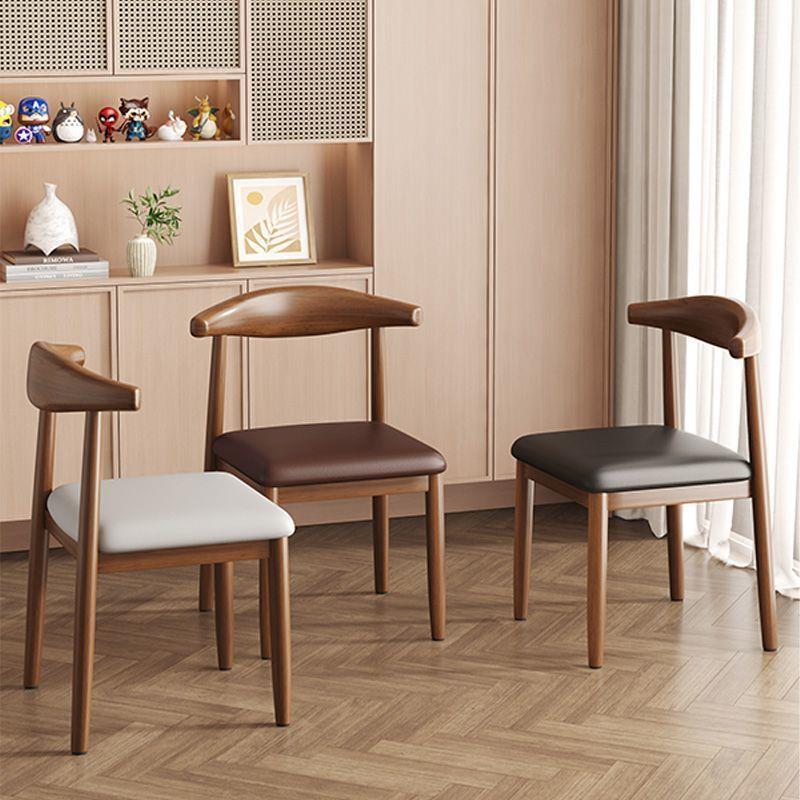 现代简约牛角餐椅家用餐厅仿实木纹简约原木铁艺休闲书桌靠背椅