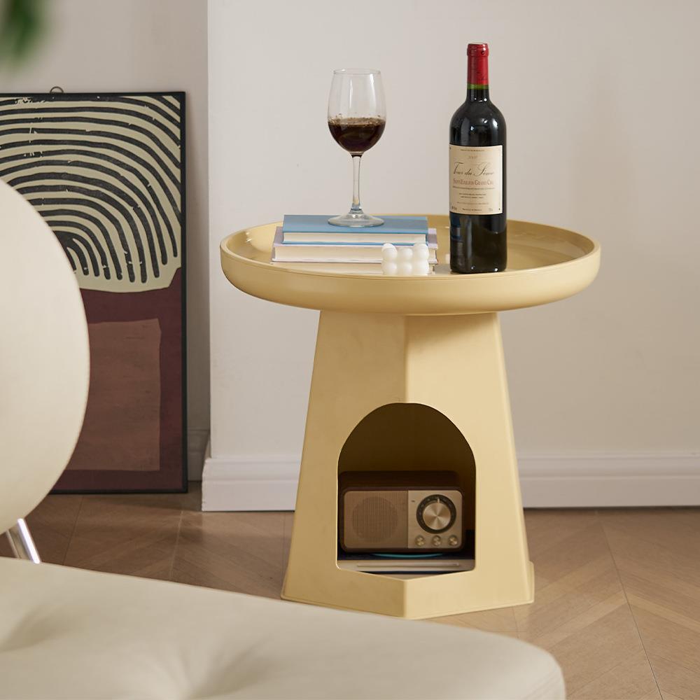 奶油风沙发边几角几简约现代客厅小圆桌家用创意塑料床头柜置物架