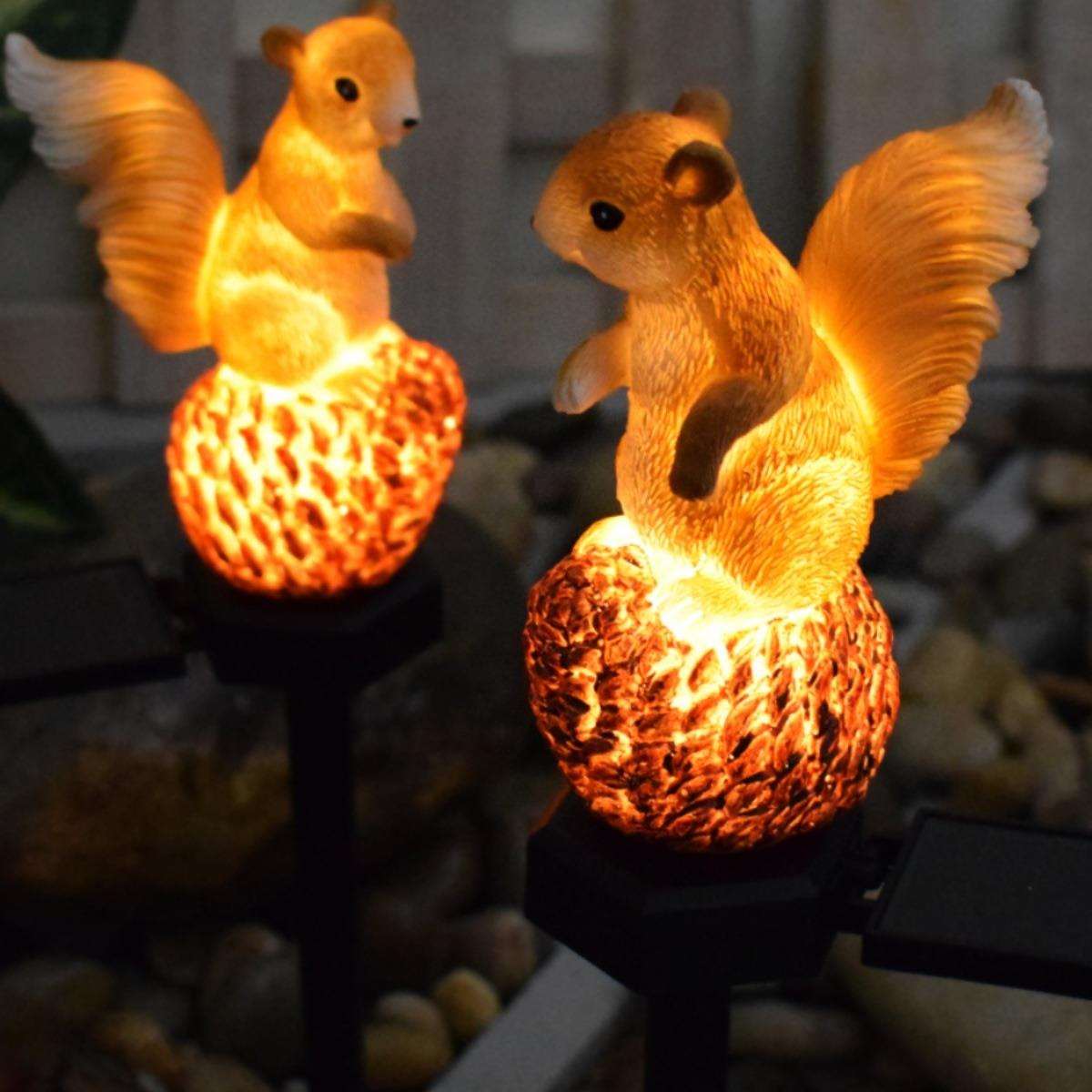 太阳能户外灯庭院灯别墅防水露台装饰灯花园景观布置松鼠地插树脂