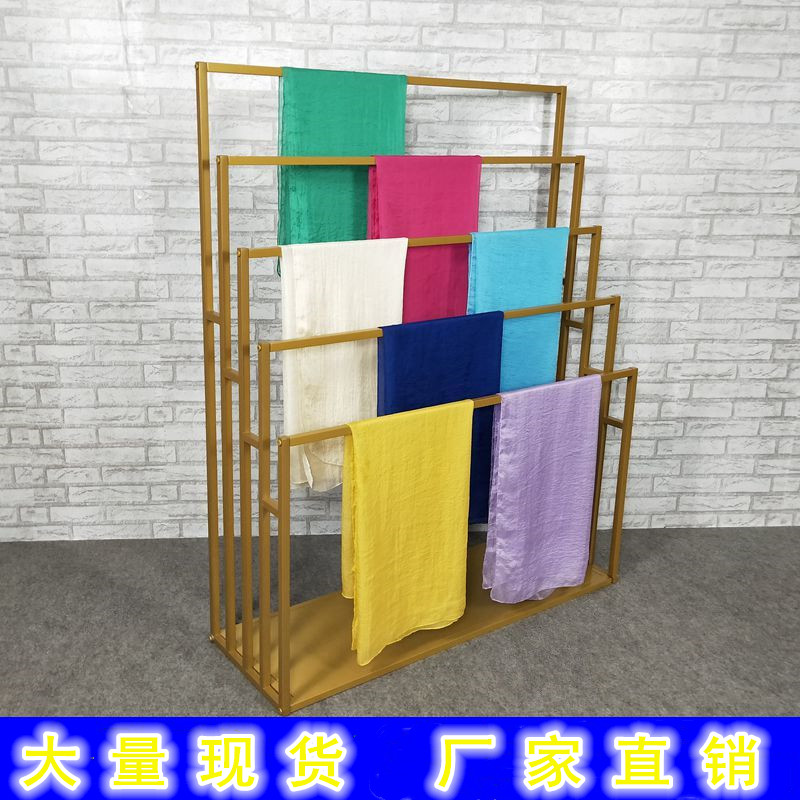 金色围巾架服装店裤m子披肩布料被套货架多层落地式丝巾架子展示