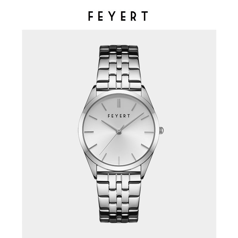FEYERT经典精钢女士手表女款正品名牌防水气质女式日本石英腕表女