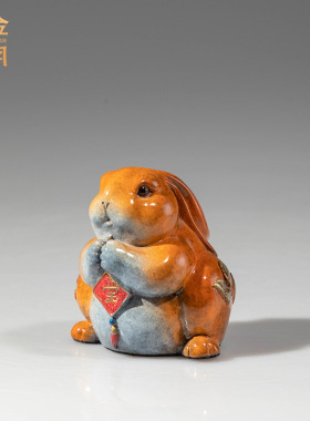 铜艺坊吉祥兔子彩铜摆件可爱小兔子铜摆件办公室书房桌面装饰品