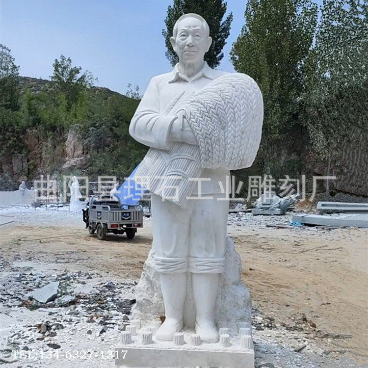 石雕袁隆平汉白玉石雕像杂交水稻之父伟人名人物雕塑校园公园摆件