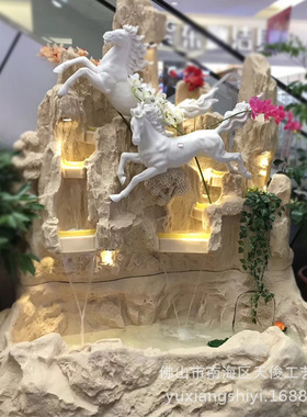 流水喷泉摆件假山鱼池花园别墅庭院水景雕塑摆设装饰马砂岩工艺品
