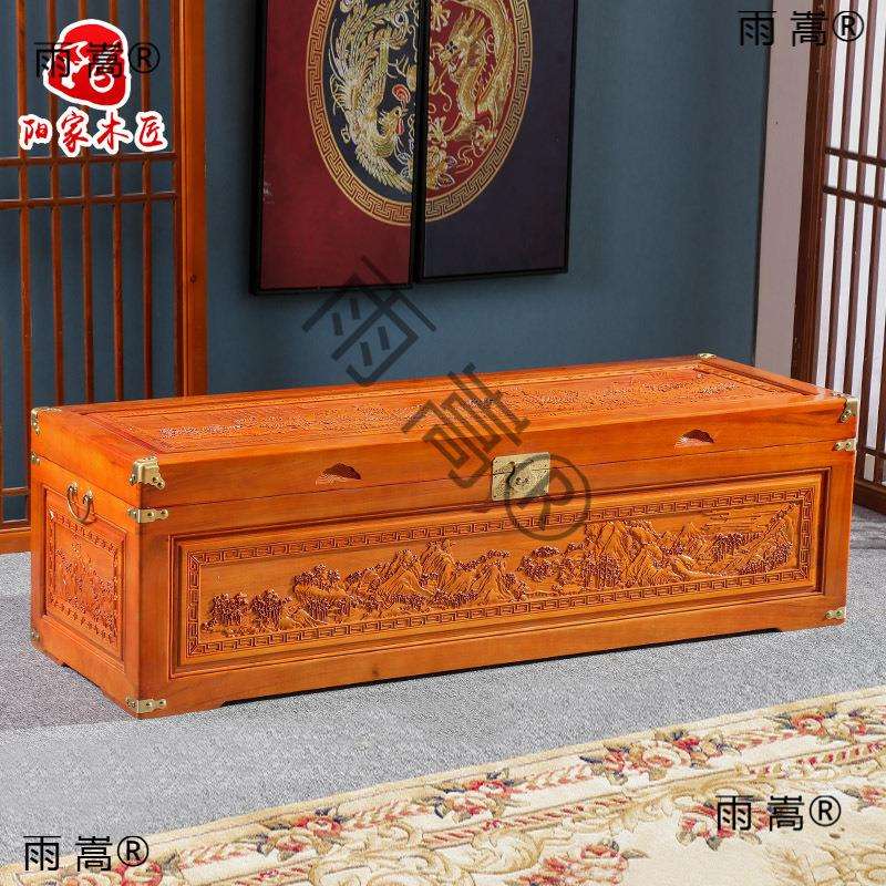 61K3香樟木箱子长款全香樟木实木婚嫁箱衣箱字画书画箱储物仿古收