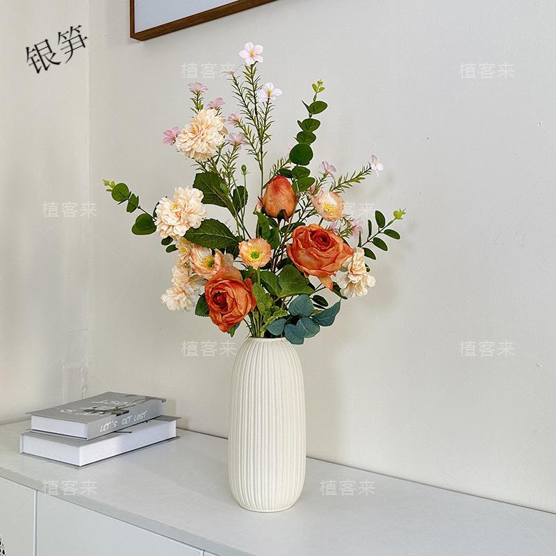 大束高级仿真花牡丹玫瑰花束餐桌客厅摆放卧室温馨电视柜玄关摆件