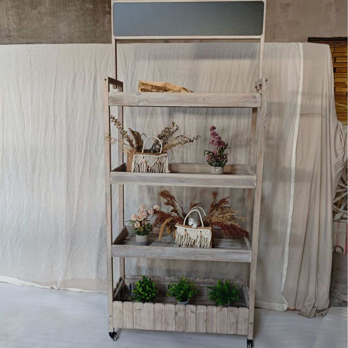 大型实木花架置物架装饰陈列展架多功能复古杂货花园阳台