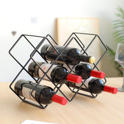 现货速发红酒架摆件斜放网格架葡萄酒瓶置物架酒柜红酒架子轻奢展