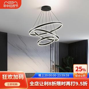 客厅灯现代简约圆环吊灯北欧餐厅灯卧室灯极简三圈客厅主灯具J055