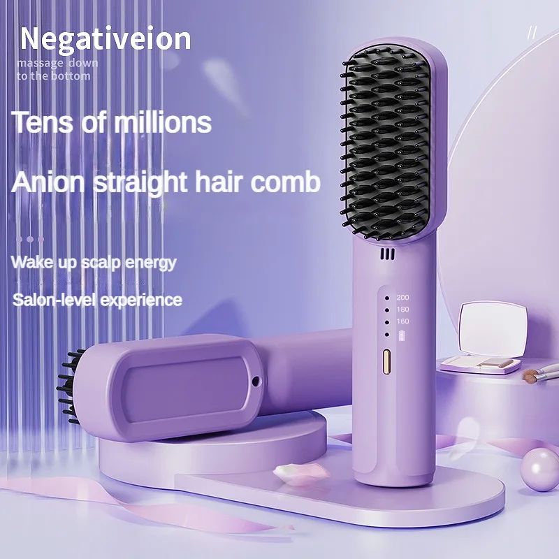 Mini Hair Straighteners 2600mAh Wireless Hot Comb Dryer and