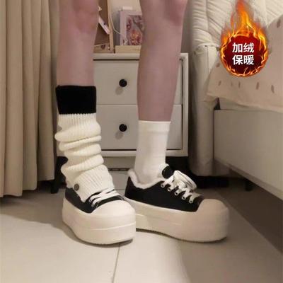 小个子高颜值加绒保暖糕小白鞋2025冬季新款厚底增高丑萌大头板鞋
