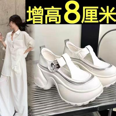 8cm～超火爆款厚底增高小个子包头半拖鞋女2025新款一脚蹬懒人鞋