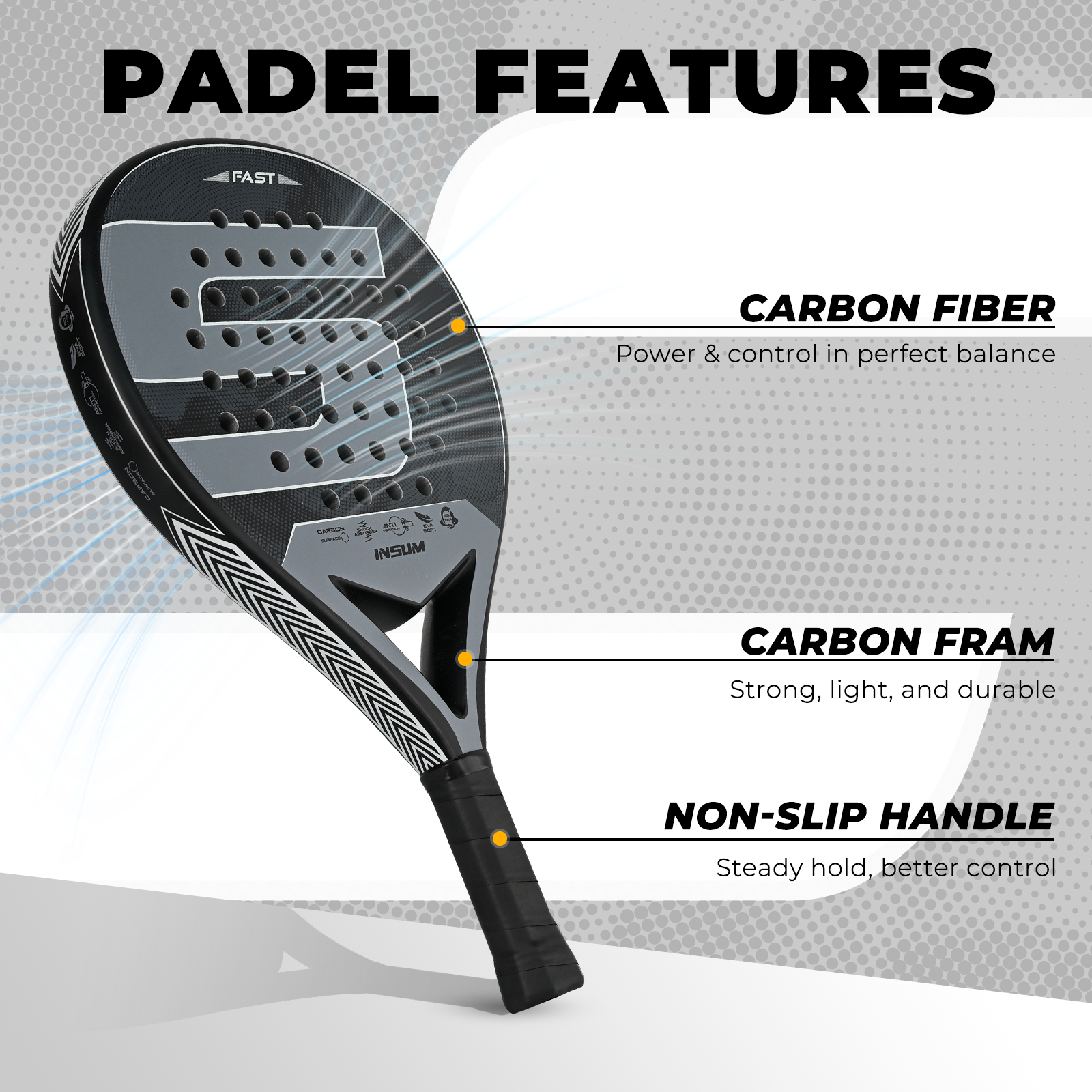 INSUM板球拍Padel笼式板式网球PADEL拍碳纤维训练比赛拍笼式球拍,运动/瑜伽/健身/球迷用品,匹克球拍,淘宝优惠券,粉丝福利购,淘宝优惠卷