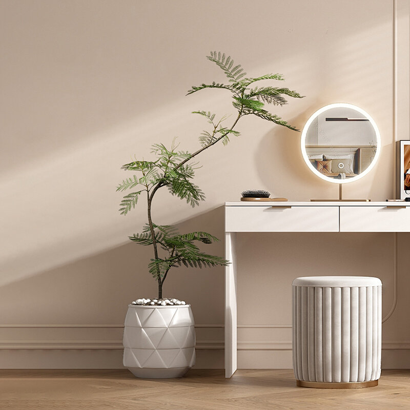 森空间仿真蓝花楹假花树植物室内客厅角落盆栽装饰奶油风绿植软装