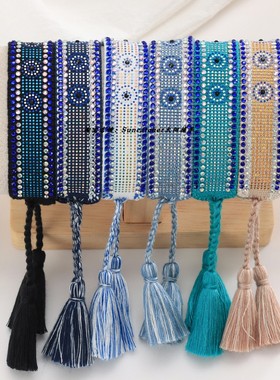 民族风亮片烫钻恶魔之眼手绳