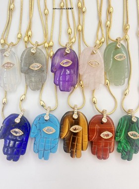 Hamsa法蒂玛之手眼睛毛衣链