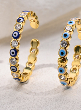 复古恶魔之眼开口锆石戒指