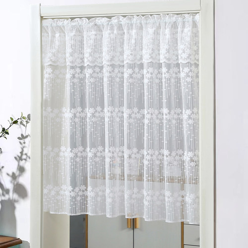 法式蕾丝门帘半帘免打孔隔断帘卧室家用纱帘卫生间厨房半截遮挡帘