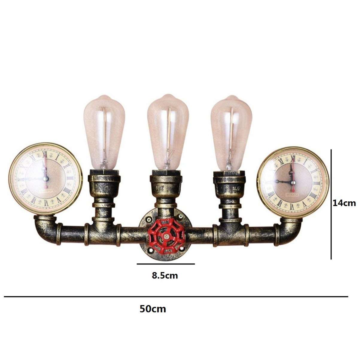 工业风复古壁灯 创意铁艺3头水管壁灯 酒吧餐厅怀旧卧室灯亚马逊