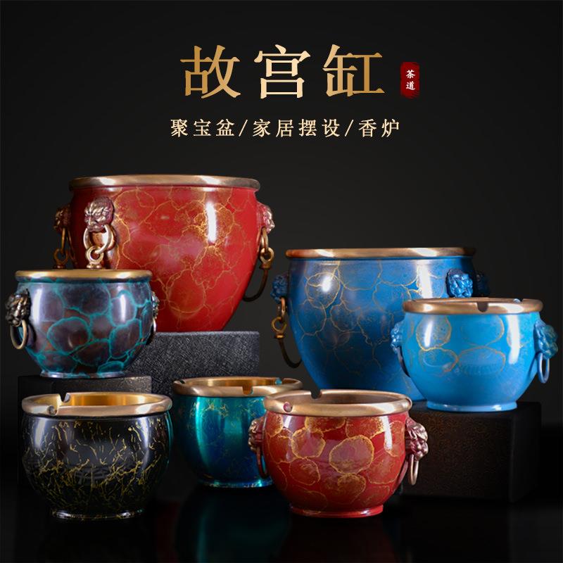《故宫缸》铜艺聚宝盆聚财存钱罐客厅家用家居店铺招财风水旺财