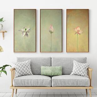 必画 中式画客厅装饰画竖版酒店走廊玄关挂画 油画布画芯喷绘壁画