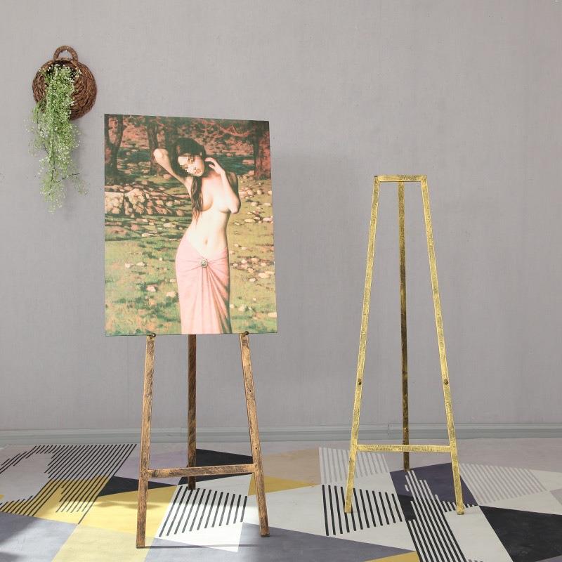 婚庆婚礼迎宾架铁艺金色油画架折叠金属画架展示广告架相框托架