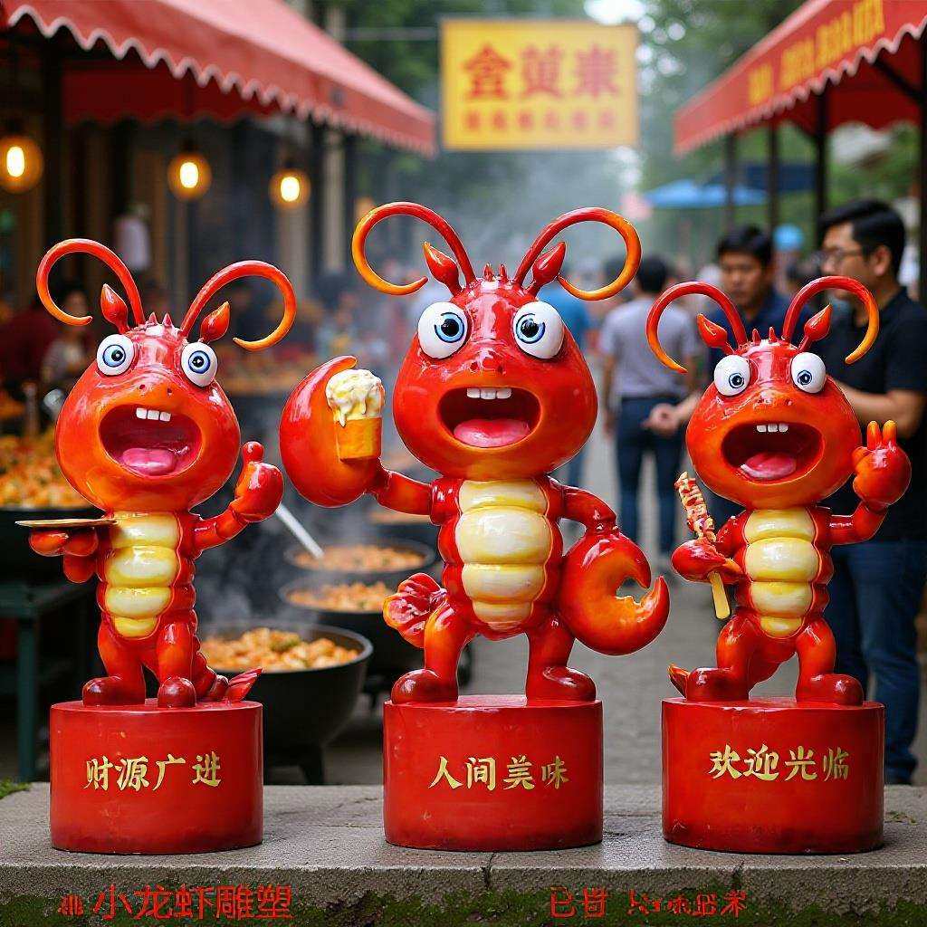 卡通小龙虾螃蟹玻璃钢户外雕塑模型商场酒店餐馆饭店门头立体