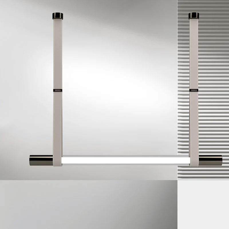 SLIVER长条皮革玻璃餐厅吊灯后现代北欧设计师吧台办公室一字吊灯