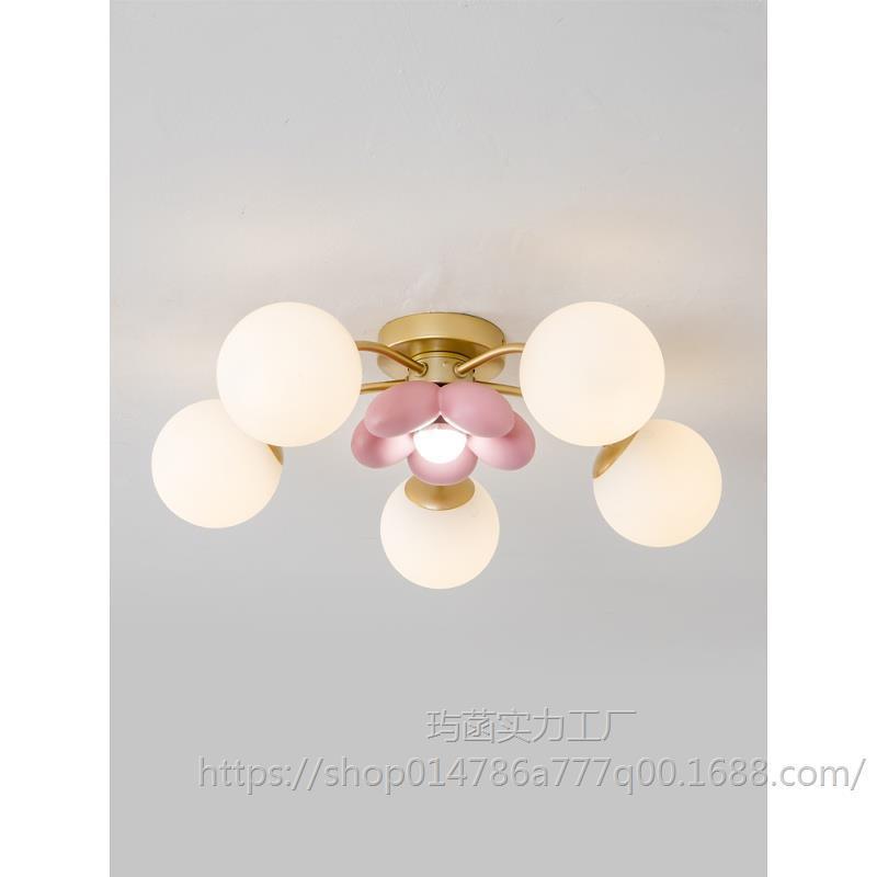 北欧卧室灯女童可爱奶油风女孩儿童房温馨浪漫主卧灯具房间吸顶灯