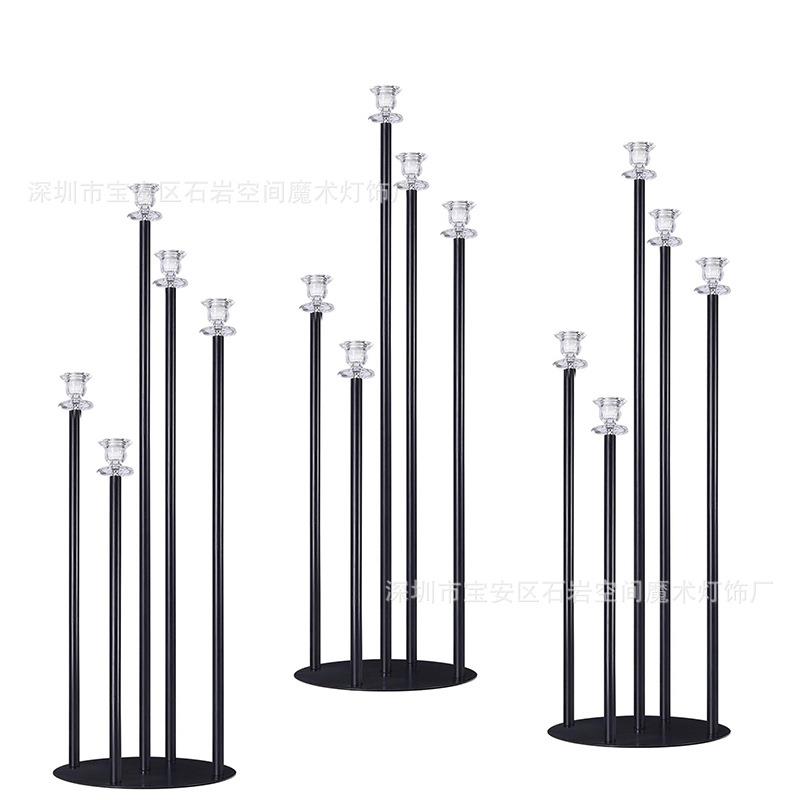 跨境婚庆道具路引黑色多臂铁艺烛台活动派对婚礼酒店餐桌中心装饰