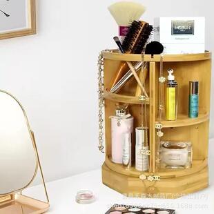 木制旋转置物架桌面物品收纳文具摆放架化妆收纳调料瓶多格收纳架