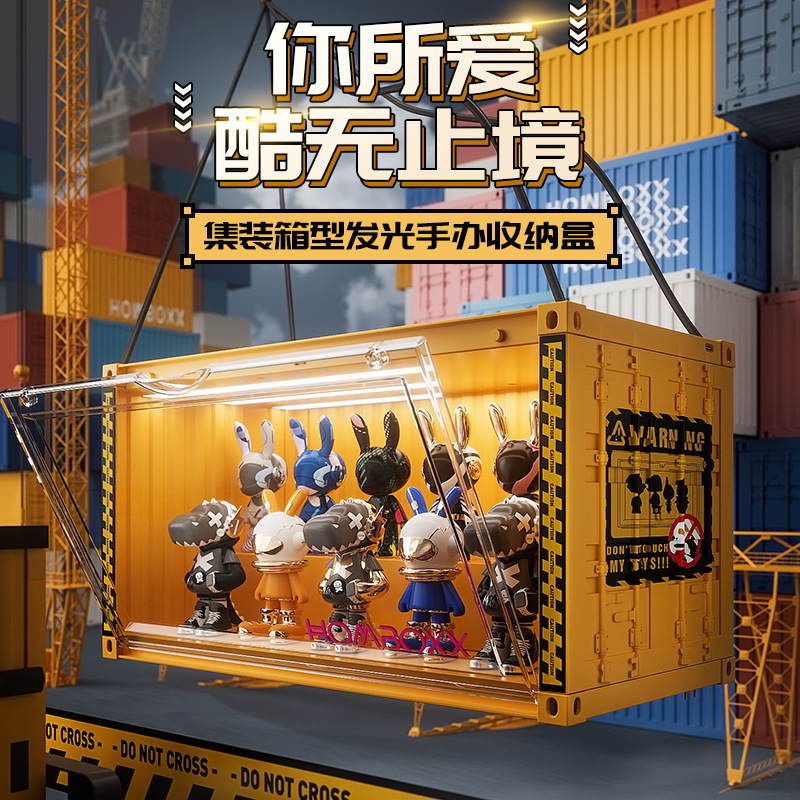 集装箱盲盒收纳防尘柜子加厚透明泡泡玛特展示架手办娃娃周边多层